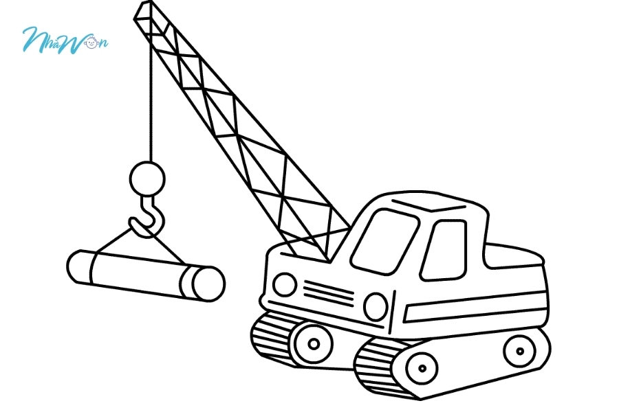 Bộ hình tranh tô màu xe cần cẩu