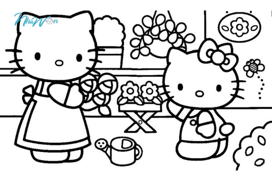 Bộ tranh tô màu cho bé hello kitty