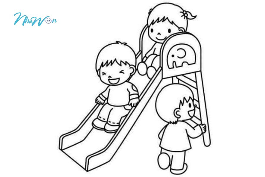 Tranh tô màu cầu trượt cho bé 2 tuổi