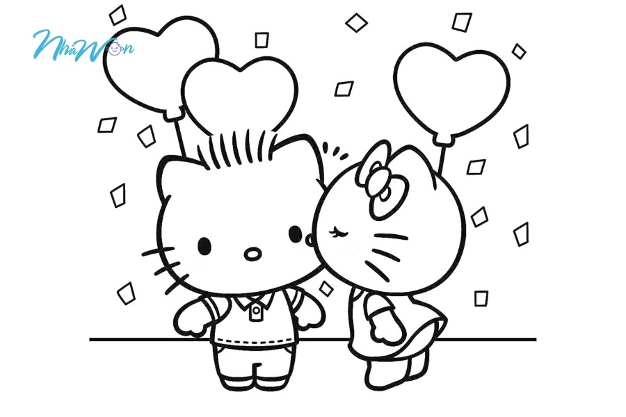 Tranh tô màu cho bé hello kitty 3 tuổi