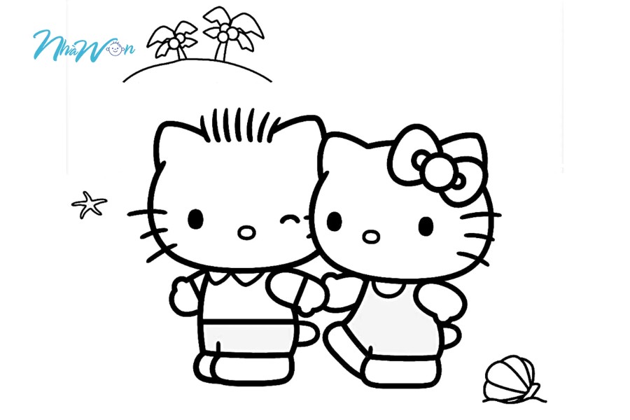 Tranh tô màu cho bé hello kitty 4 tuổi