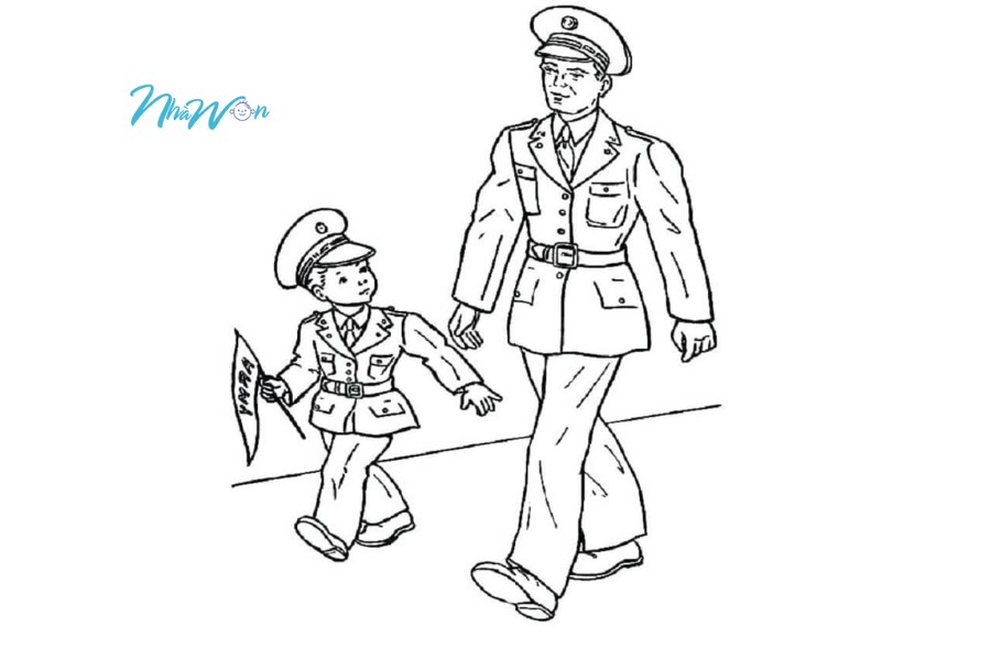 Tranh tô màu chú bộ đội bộ binh