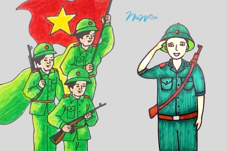 Tranh tô màu chú bộ đội đơn giản