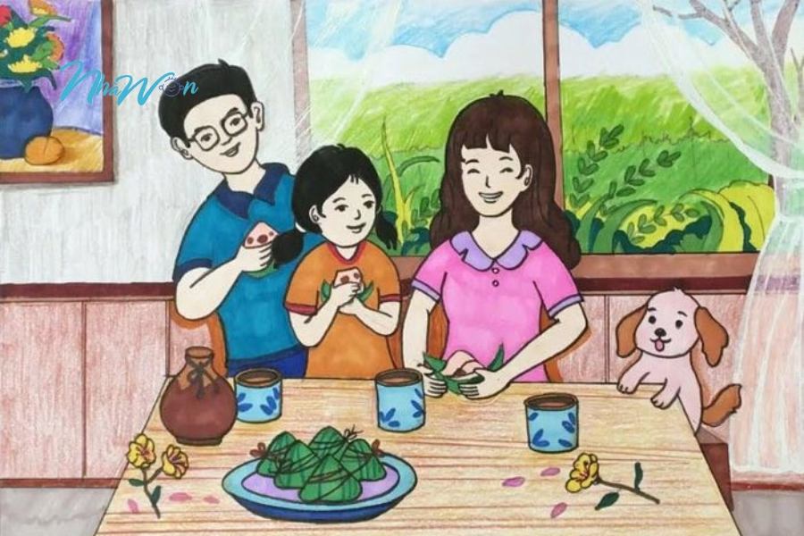 Tranh tô màu gia đình cho bé 3 tuổi