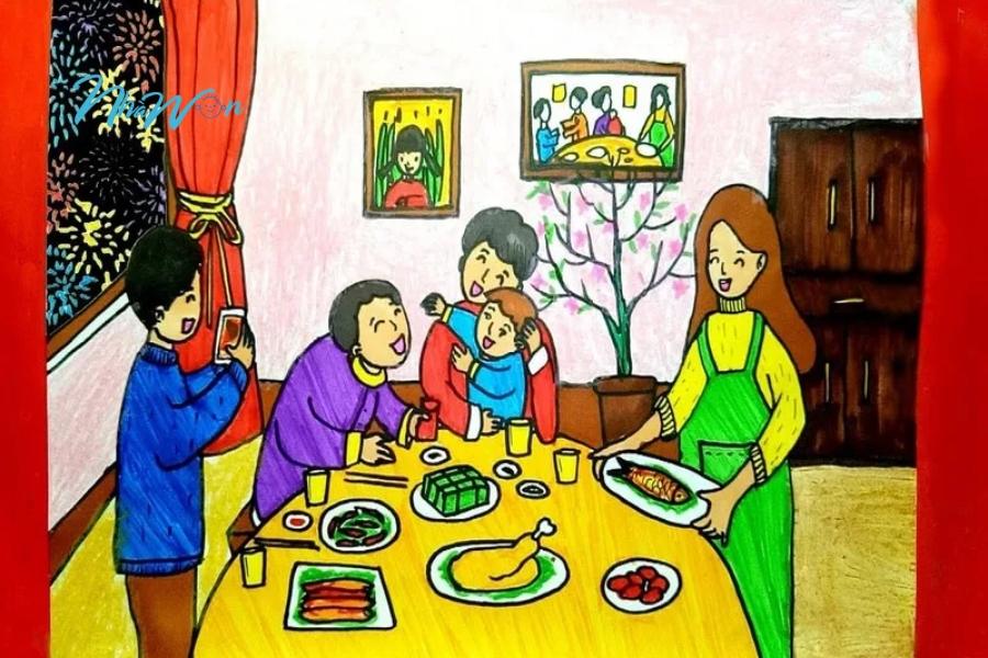Tranh tô màu gia đình cho bé 4 tuổi