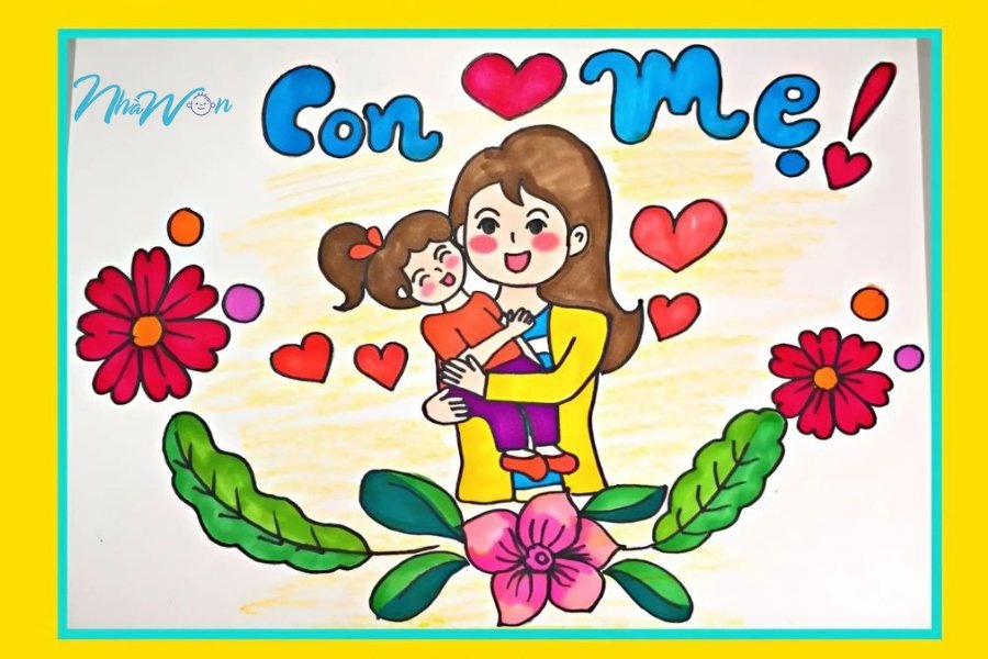 Tranh tô màu hoa tặng mẹ bé 2 tuổi