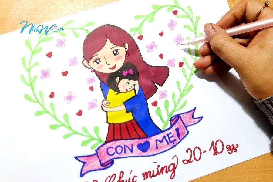 Tranh tô màu hoa tặng mẹ bé 5 tuổi