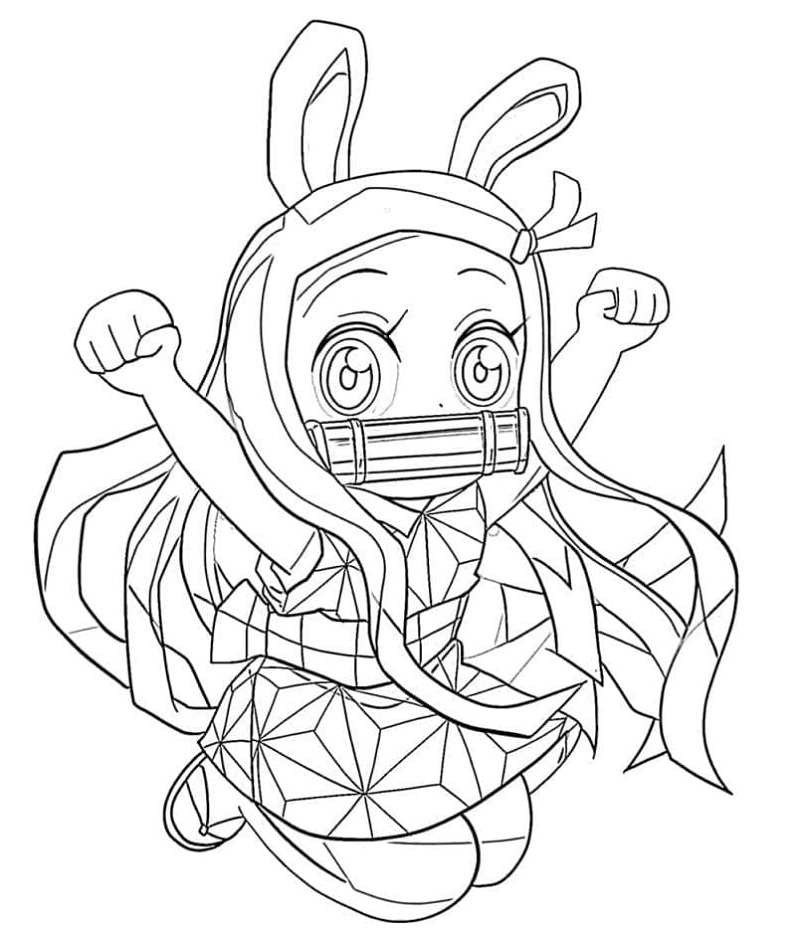 Nezuko chibi cute tranh tô màu anime cute