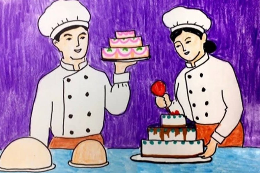 Tranh tô màu nghề nghiệp đầu bếp