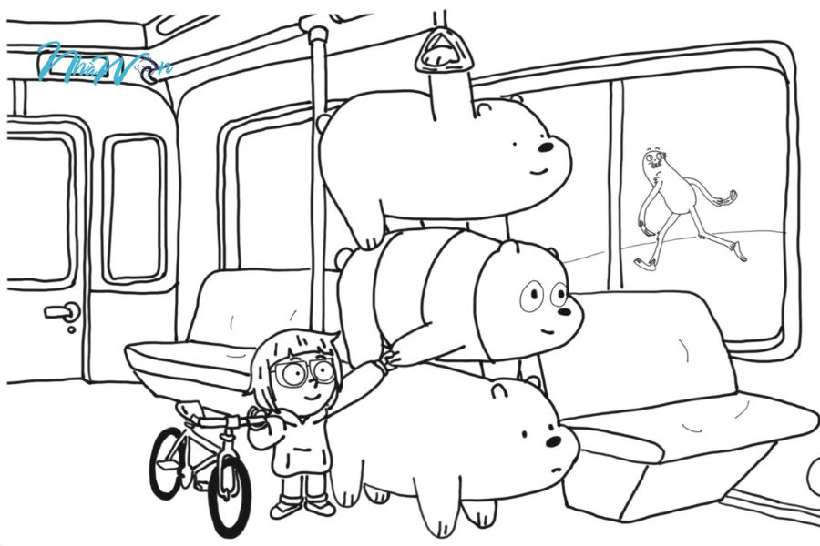 Tranh tô màu we bare bears 3 tuổi