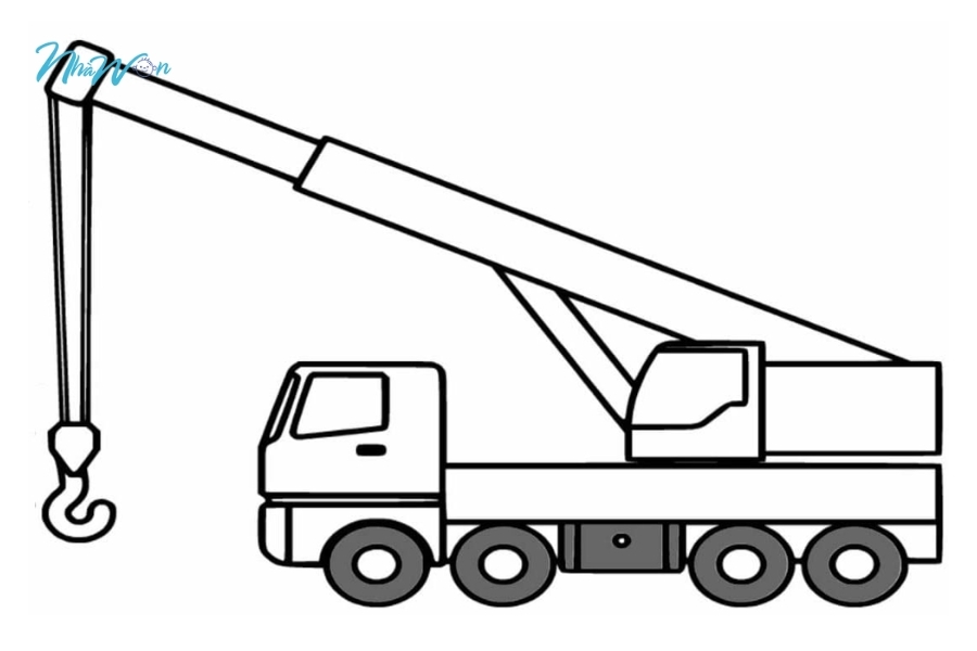 Tranh tô màu xe cần cẩu cho bé 4 tuổi