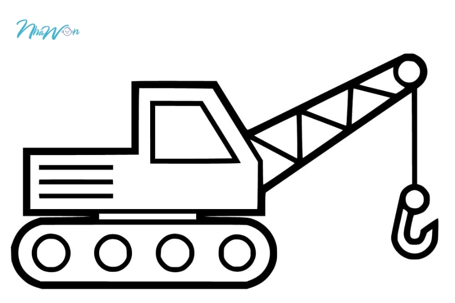 Tranh tô màu xe cần cẩu cho bé 6 tuổi